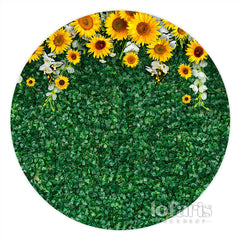 Sonnenblume Mit Grün Blätter Kreis Hochzeit Hintergrund