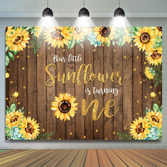 Sonnenblume Hölzern Golden Punkte 1 Geburtstag Hintergrund