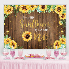 Sonnenblume Hölzern Golden Punkte 1 Geburtstag Hintergrund