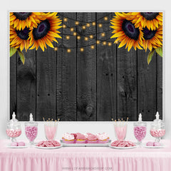 Sonnenblumen Und Schwarz Hölzern Geburtstag Party Hintergrund