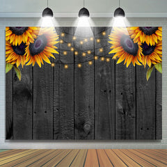 Sonnenblumen Und Schwarz Hölzern Geburtstag Party Hintergrund