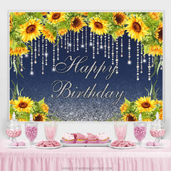 Sonnenblumen Und Funkeln Linien Glücklich Geburtstag Hintergrund