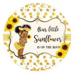 Sonnenblumen Gold Funkeln Runden Baby Dusche Hintergrund