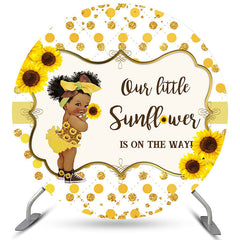 Sonnenblumen Gold Funkeln Runden Baby Dusche Hintergrund