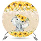 Sonnenblumen Mit Elefant Kreis Babydusche Hintergrund