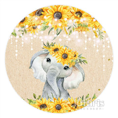 Sonnenblumen Mit Elefant Kreis Babydusche Hintergrund
