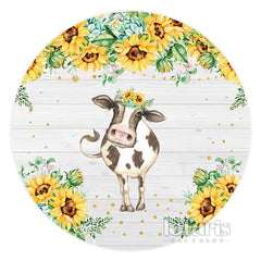 Sonnenblumen Mit Schön Kuh Runden Geburtstag Hintergrund