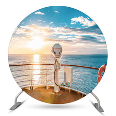 Sonnenuntergang Meer Himmel Schiff Sommer Runden Geburtstag Hintergrund