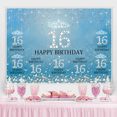 Süss 16 Diamant Funkeln Blau Geburtstag Hintergrund