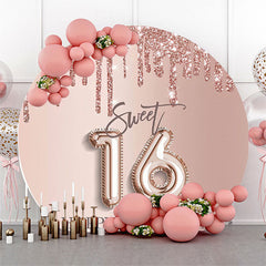 Süß 16 Rose Rosa Geburtstag Runden Hintergrund Abdeckung