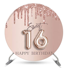 Süß 16 Rose Rosa Geburtstag Runden Hintergrund Abdeckung