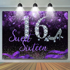 Süss 16 Silber Diamant Lila Funkeln Sechzehn Geburtstag Hintergrund für Mädchen