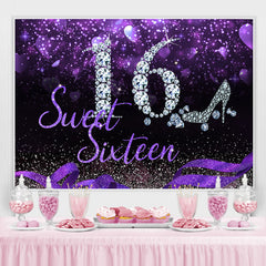 Süss 16 Silber Diamant Lila Funkeln Sechzehn Geburtstag Hintergrund für Mädchen