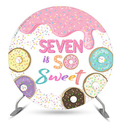 Süß Donuts Kreis 7 Geburtstag Hintergrund Für Mädchen