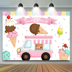 Süss Party Eis Creme Thema Baby Mädchen Geburtstag Hintergrund