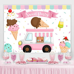 Süss Party Eis Creme Thema Baby Mädchen Geburtstag Hintergrund