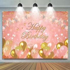 Süss Rosa Ballon Flagge Schleife Glücklich Geburtstag Hintergrund