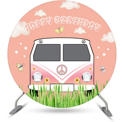 Süß Frühling Auto Draußen Kreis Geburtstag Hintergrund