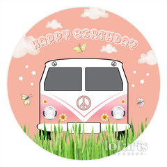 Süß Frühling Auto Draußen Kreis Geburtstag Hintergrund