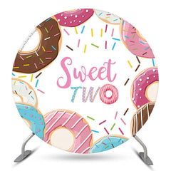 Süß Zwei Donuts Runden Geburtstag Hintergrund Abdeckung