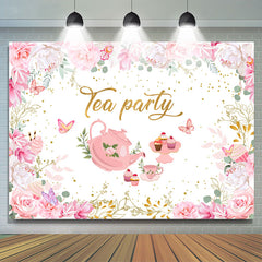 Rosa und weiße Blumen Glücklich Geburtstag Hintergrund für sterben Tee-Party
