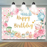 Tee Party Thema Rosa England Glücklich Geburtstag Hintergrund