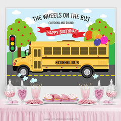 Der Räder An Der Bus Gehen Glücklich Geburtstag Hintergrund