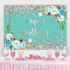 Tiffany Ausländer Blumen Und Silber Glücklich Geburtstag Hintergrund