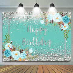 Tiffany Ausländer Blumen Und Silber Glücklich Geburtstag Hintergrund