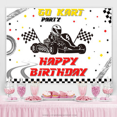 Block Flaggen Bahn Hintergrund für Go Kart Geburtstagsparty