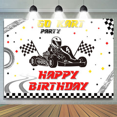 Block Flaggen Bahn Hintergrund für Go Kart Geburtstagsparty