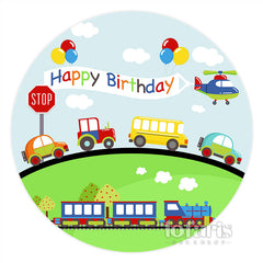Transport Bunt Glücklich Geburtstag Kreis Hintergrund