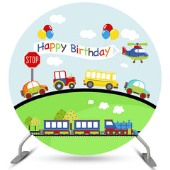 Transport Bunt Glücklich Geburtstag Kreis Hintergrund