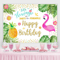 Tropisch Blätter Flamingos Ananas Geburtstag Hintergrund
