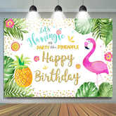 Tropisch Blätter Flamingos Ananas Geburtstag Hintergrund