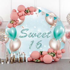 Türkis Ballon Süß 16 Geburtstag Runden Hintergrund