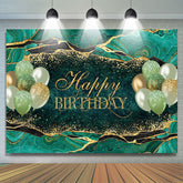 Türkis Mit Golden Ballon Glücklich Geburtstag Hintergrund