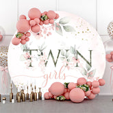 Zwilling Mädchen Boho Blumen Babydusche Runden Hintergrund