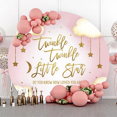 Funkeln Wenig Stern Rosa Babydusche Runden Hintergrund