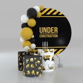 Unter Konstruktion Gelb Streifen Runden Hintergrund Bausatz