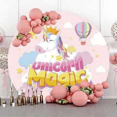 Einhorn Magie Rosa Runden Hintergrund Für Mädchen Party