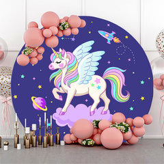 Einhorn Lila Runden Geburtstag Party Hintergrund Abdeckung
