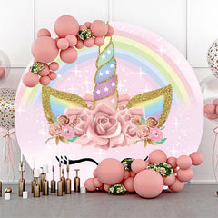 Einhorn Regenbogen Rosa Runden Party Hintergrund Für Kinder