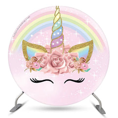 Einhorn Regenbogen Rosa Runden Party Hintergrund Für Kinder