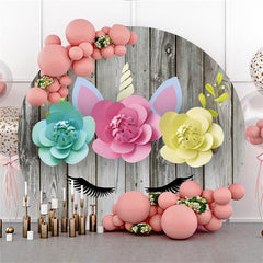 Einhorn Holz Blume Glücklich Geburtstag Kreis Hintergrund