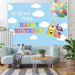 Hoch Hoch Und Weg Ballon Mit Haus Geburtstag Hintergrund