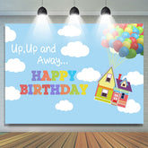 Hoch Hoch Und Weg Ballon Mit Haus Geburtstag Hintergrund
