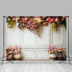 Jahrgang Ton Töpfe Schön Blumen Frühling Hintergrund