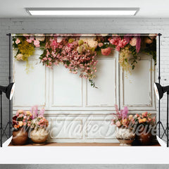 Jahrgang Ton Töpfe Schön Blumen Frühling Hintergrund