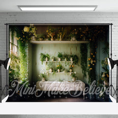 Jahrgang Haus Grün Blätter Blumen Frühling Hintergrund